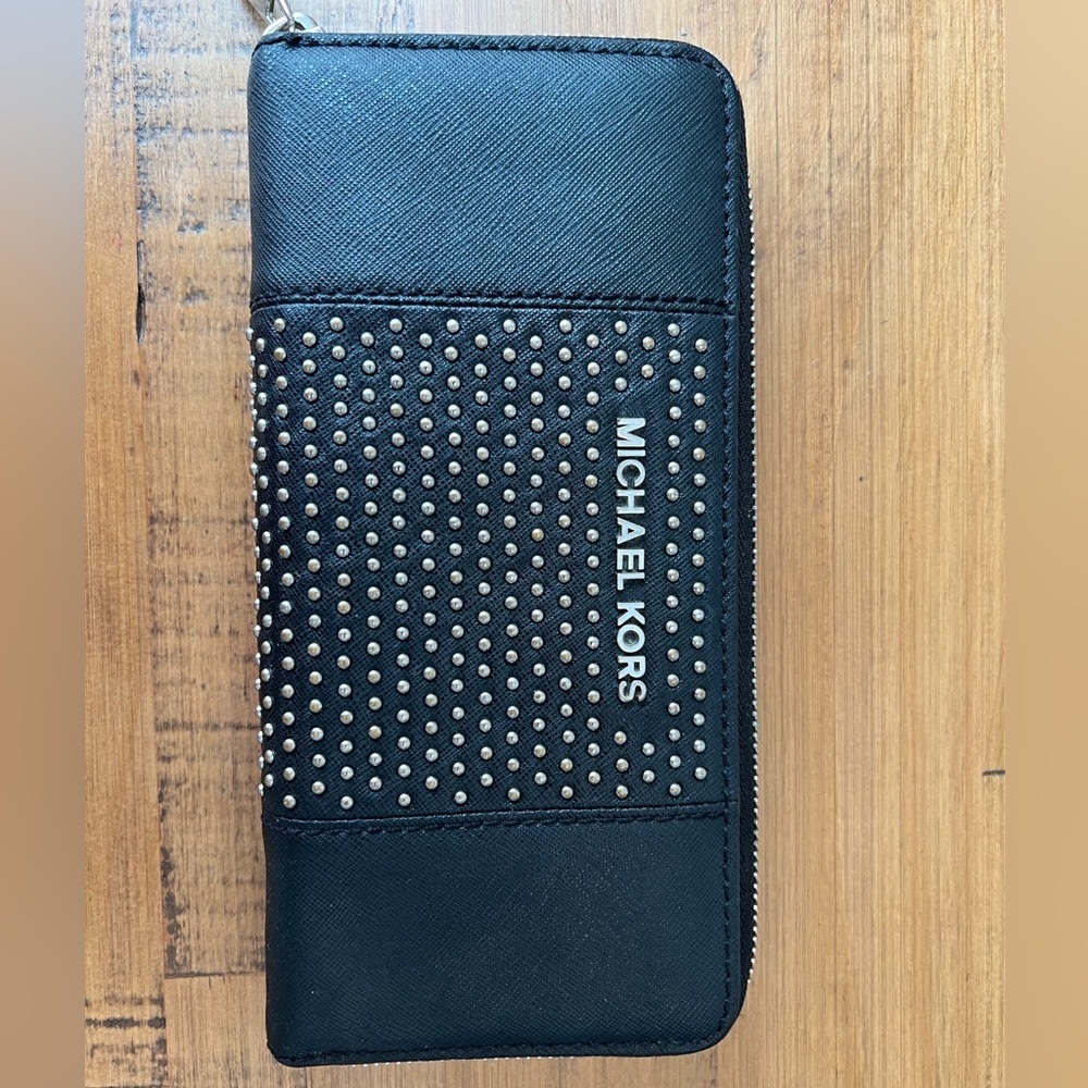 Michael Kors Jet Set Micro-Stud Saffiano Leather Wallet